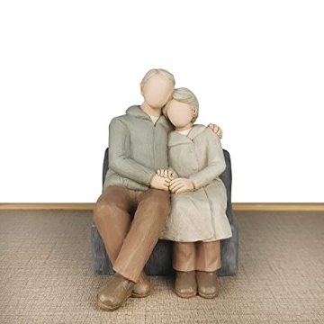 CAMSOON Couple Anniversary Sculpted Hand-Painted Figure Gifts Husband and Wife Wedding Figurine Gift, Happy 10th - 80th Anniversary Statue for Him and Her Together