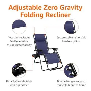 Adjustable Zero Gravity Lounge Chairs Set with Table