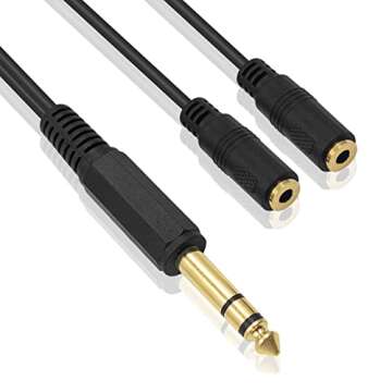 Poyiccot 1/4 to 3.5mm Adapter, 3.5mm to 1/4 Headphone Adapter, 6.35mm 1/4 inch TRS Stereo Male to 2 ...
