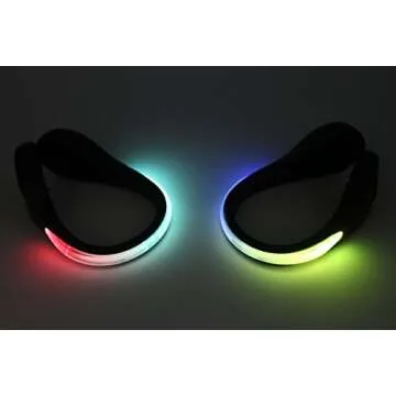 Shoe Clip Lights (2 Pack) Reflective Safety Night Running Gear for Runners Joggers Bikers Walkers, Color Changing RGB Strobe and Steady Color Flash Mode, Water Resistant and Bonus Screw Driver