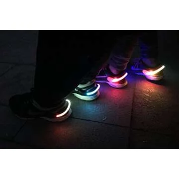 Shoe Clip Lights (2 Pack) Reflective Safety Night Running Gear for Runners Joggers Bikers Walkers, Color Changing RGB Strobe and Steady Color Flash Mode, Water Resistant and Bonus Screw Driver