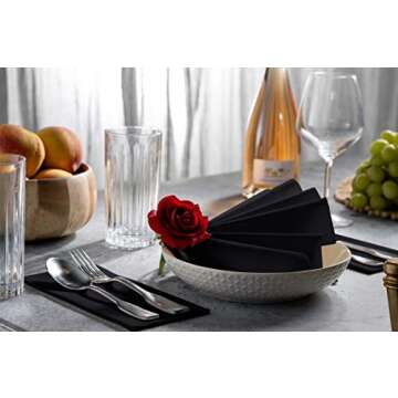 100 Linen-Feel Black Paper Napkins - Decorative Cloth-Like Black Dinner Napkins - Soft And Absorbent...