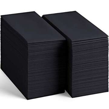 100 Linen-Feel Black Paper Napkins - Decorative Cloth-Like Black Dinner Napkins - Soft And Absorbent. For Kitchen, Party, Wedding, Bathroom Or Any Occasion. (Pack of 100)
