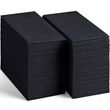 100 Linen-Feel Black Paper Napkins - Decorative Cloth-Like Black Dinner Napkins - Soft And Absorbent. For Kitchen, Party, Wedding, Bathroom Or Any Occasion. (Pack of 100)