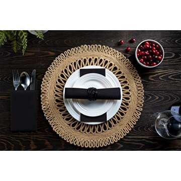 100 Linen-Feel Black Paper Napkins - Decorative Cloth-Like Black Dinner Napkins - Soft And Absorbent. For Kitchen, Party, Wedding, Bathroom Or Any Occasion. (Pack of 100)