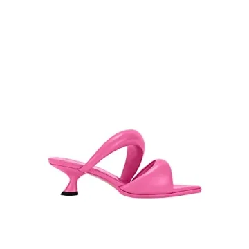 JW PEI Women's Pink Mule Heeled Sandals for Comfort
