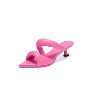 JW PEI Women's Pink Mule Heeled Sandals for Comfort