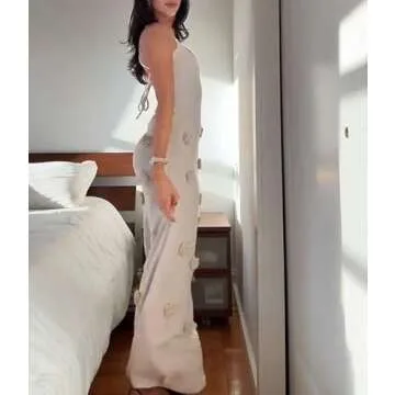 Stylish 3D Floral Maxi Crochet Dress for Women