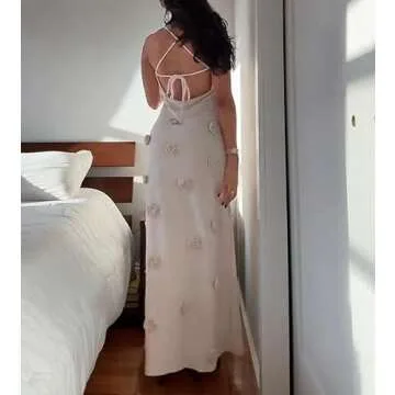 Stylish 3D Floral Maxi Crochet Dress for Women