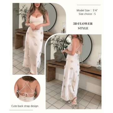 Stylish 3D Floral Maxi Crochet Dress for Women