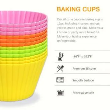 Pharamat Extra Large Silicone Cupcake Baking Cups 12 Pack, 3.54 Inch Cupcake and Muffin Liners, Reusable Jumbo Silicone Baking Cups Easy to Clean, Great for Cupcake, Muffin, Mousse