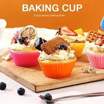 Pharamat Extra Large Silicone Cupcake Baking Cups 12 Pack, 3.54 Inch Cupcake and Muffin Liners, Reusable Jumbo Silicone Baking Cups Easy to Clean, Great for Cupcake, Muffin, Mousse