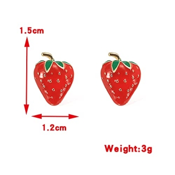 Cute Strawberry Stud Earrings for Women - Fun Jewelry