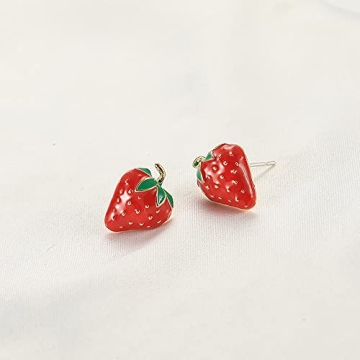Cute Strawberry Stud Earrings for Women - Fun Jewelry