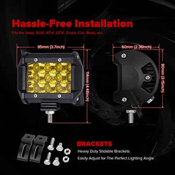 Chelhead Yellow Fog Lights, 2 PCS 4 Inch 36W Led Light Bars 3456LM Driving Fog Pods Triple Row Off Road Lights Waterproof Spot Beam Cube Lights Compatible with Pickup Trucks Jeep ATV UTV SUV Boat