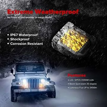 Chelhead Yellow Fog Lights, 2 PCS 4 Inch 36W Led Light Bars 3456LM Driving Fog Pods Triple Row Off Road Lights Waterproof Spot Beam Cube Lights Compatible with Pickup Trucks Jeep ATV UTV SUV Boat