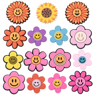 15 Colorful Smile Face Shoe Charms for Kids