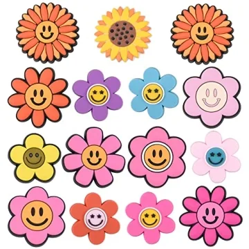 15 Colorful Smile Face Shoe Charms for Kids