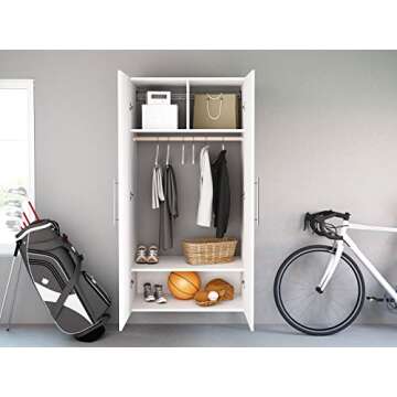 Prepac HangUps Wardrobe Storage Cabinet, Cabinet Wall Mount, Wall Cabinet Storage for Clothes, Laund...