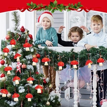 48 Cute Felt Christmas Mushroom Hanging Ornaments