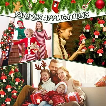 48 Cute Felt Christmas Mushroom Hanging Ornaments