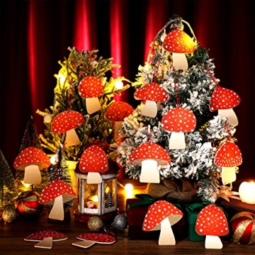 48 Cute Felt Christmas Mushroom Hanging Ornaments