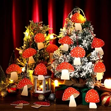 48 Cute Felt Christmas Mushroom Hanging Ornaments