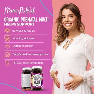Mama Natural Organic Prenatal Vitamins For Women Vegan (30 Servings) | One A Day Prenatal Vitamins F...