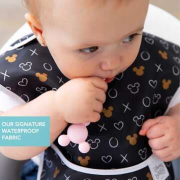 Bumkins Disney Bibs for Girl or Boy, SuperBib Baby and Toddler for 6-24 Months, Essential Must Have for Eating, Feeding, Baby Led Weaning, Mess Saving Waterproof Soft Fabric, 3-pk Minnie Mouse Icon