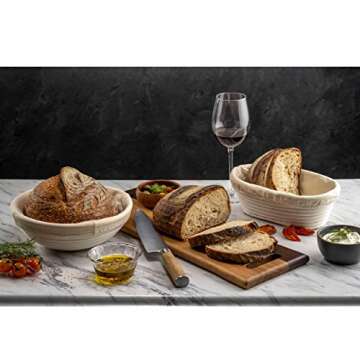 Banneton Bread Proofing Basket [Set of 2 ] Round 9 Inch Handmade Rattan Baskets and Liners for Sourdough