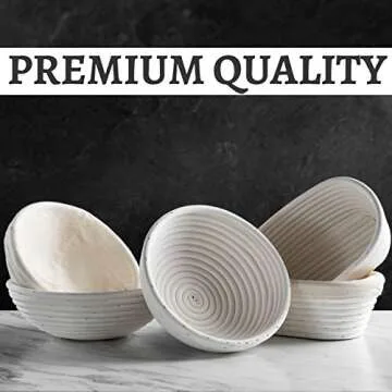 Banneton Bread Proofing Basket [Set of 2 ] Round 9 Inch Handmade Rattan Baskets and Liners for Sourdough