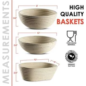 Banneton Bread Proofing Basket [Set of 2 ] Round 9 Inch Handmade Rattan Baskets and Liners for Sourdough