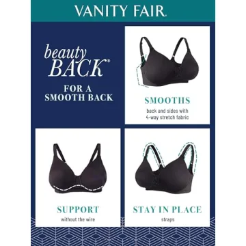 Vanity Fair Beauty Back Bra - 40C, Wirefree, Black