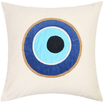 WALBROOK Evil Eye Pillow Cover 18x18 - Decorative Pillow Covers, Blue Eye Decor, Evil Eye Charm Blue...