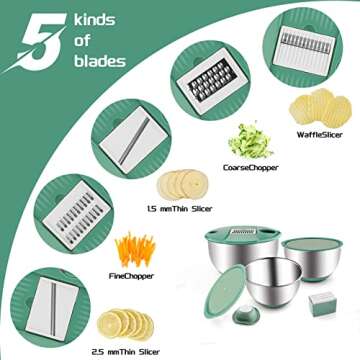 Weltonhm Mixing Bowls Set of 3 Stainless Steel Bowl with Lids Set, Nesting Bowls with Graters Airtig...