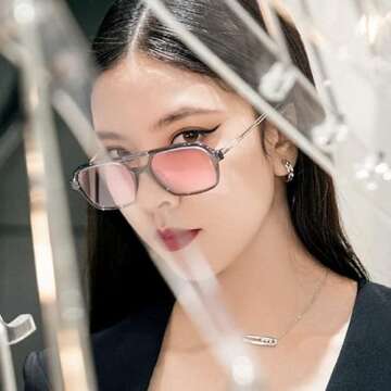 FEISEDY Vintage Square 70s Flat Aviator Sunglasses Women Men Metal Design Shades B2752