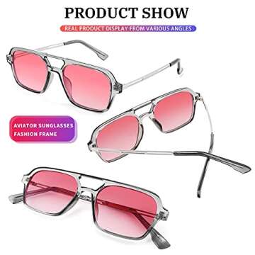 FEISEDY Vintage Square 70s Flat Aviator Sunglasses Women Men Metal Design Shades B2752