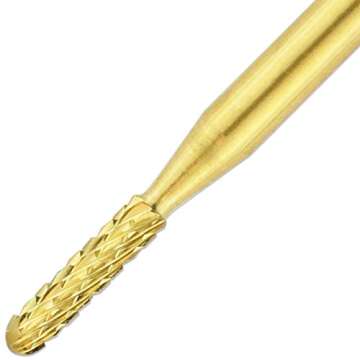 Pana 3/32" Round Bit Safety Nail Carbide Bit - Gold Color (Grit: Medium - M) for Electric Dremel Drill Machine