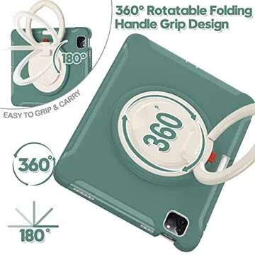 BATYUE Case for iPad Air 11-inch and iPad Pro 11-inch with 360° Rotating Stand, Green