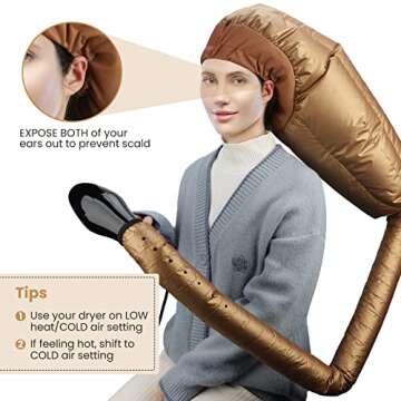 Segbeauty Hair Dryer Bonnet, Extra Large Deep Conditioning Cap Attachment, Upgraded Adjustable Dryin...