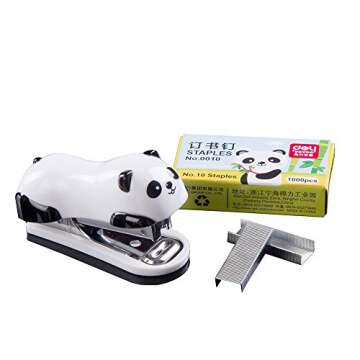 DECORA Cute Panda Mini Desktop Stapler Handy Stapler for Christmas Party Favors Home and Office Use with 1000 Pieces Staples