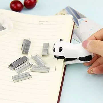 DECORA Cute Panda Mini Desktop Stapler Handy Stapler for Christmas Party Favors Home and Office Use with 1000 Pieces Staples