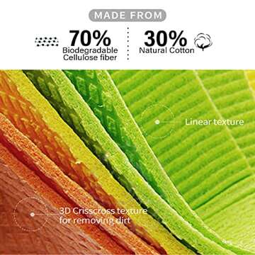 CCE Swedish Dishcloths Cellulose Sponge Cloths - 6 Pack Eco-Friendly Reusable Cleaning Dish Cloths