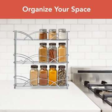Spectrum Diversified Countertop 3-Tier Spice Rack, Chrome