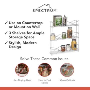 Spectrum Diversified Countertop 3-Tier Spice Rack, Chrome