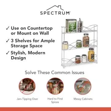 Spectrum Diversified Countertop 3-Tier Spice Rack, Chrome