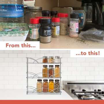 Spectrum Diversified Countertop 3-Tier Spice Rack, Chrome