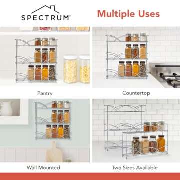 Spectrum Diversified Countertop 3-Tier Spice Rack, Chrome