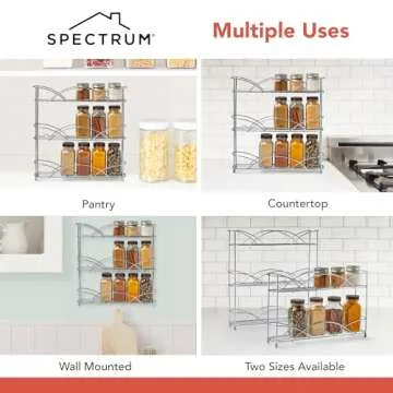 Spectrum Diversified Countertop 3-Tier Spice Rack, Chrome