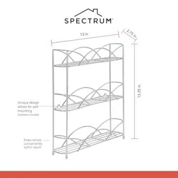 Spectrum Diversified Countertop 3-Tier Spice Rack, Chrome